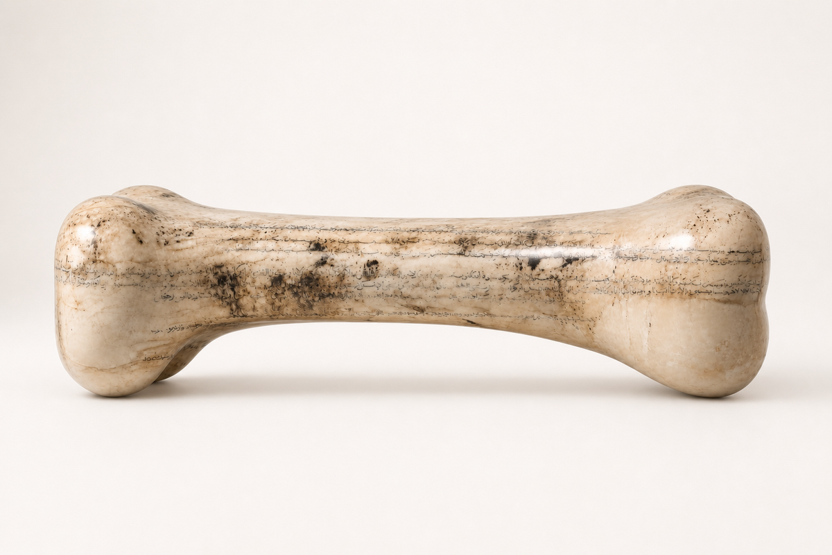 Pausa stone sculptural bench, studio view of the whole piece