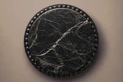 Beaded Pillow Base Wide black marble plinth base by 1-OPH, overhead view