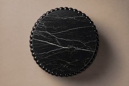 Beaded Pillow Base Globe black marble plinth base by 1-OPH, overhead view