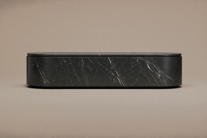 Capsule Base black marble plinth base by 1-OPH, side elevation