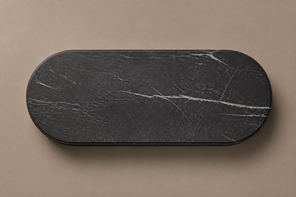 Capsule Base black marble plinth base by 1-OPH, overhead view