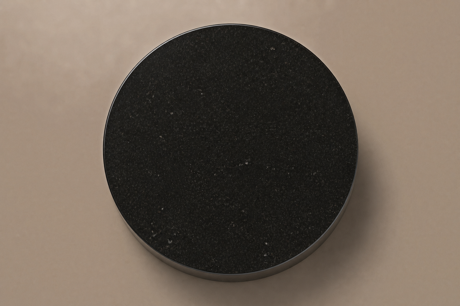 Circular Drum Base black marble plinth base by 1-OPH, overhead view