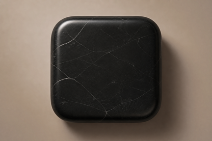 Convex Pillow Base Squared black marble plinth base by 1-OPH, overhead view