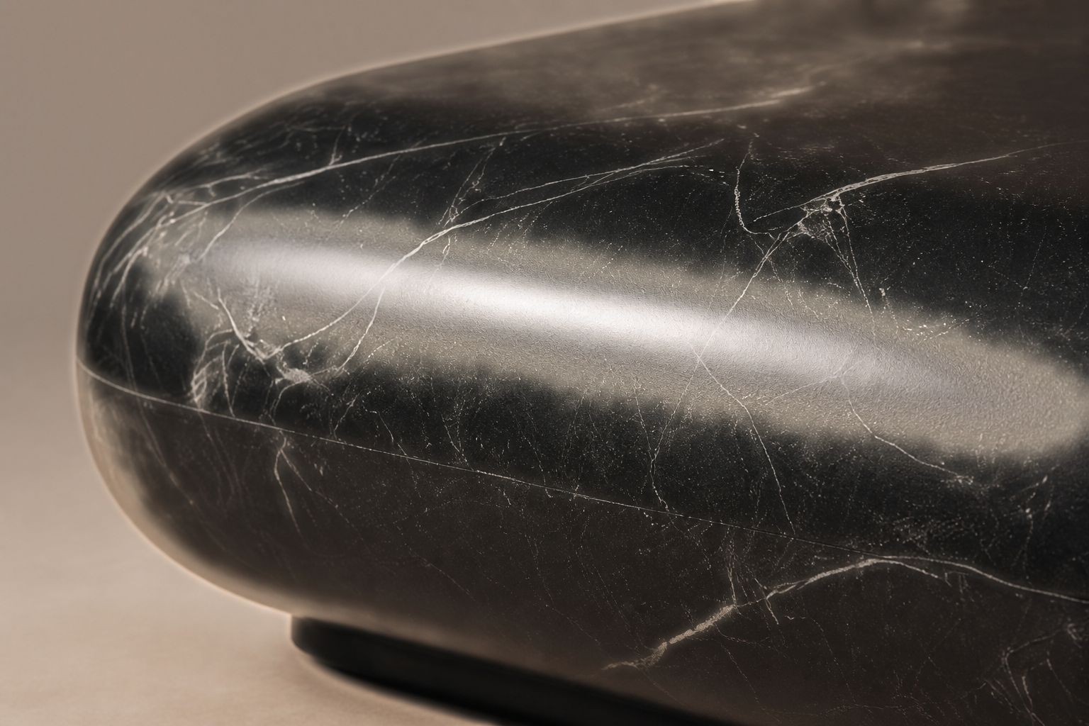 Convex Pillow Base Squared black marble plinth base by 1-OPH, surface detail