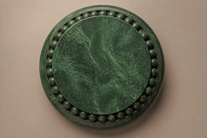 Verde Pillow Base Wide black marble plinth base by 1-OPH, overhead view