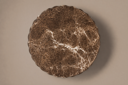 Emperador Fluted Drum Low emperador dark marble plinth base by 1-OPH, overhead view