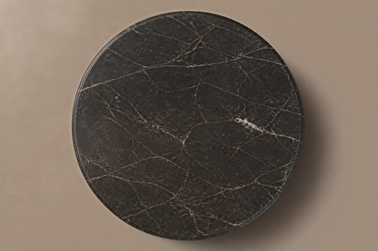 Fluted Drum Base Tall black marble plinth base by 1-OPH, overhead view