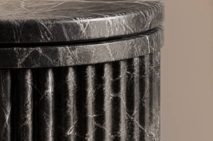Fluted Drum Base Tall black marble plinth base by 1-OPH, surface detail