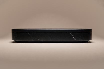 Oval Plinth Base Narrow black marble plinth base by 1-OPH, side elevation