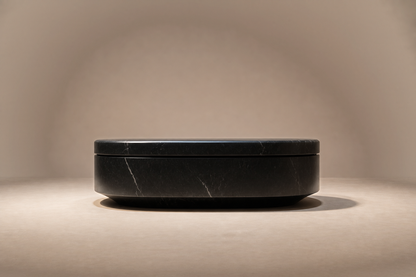 Oval Plinth Base Narrow black marble plinth base by 1-OPH, surface detail