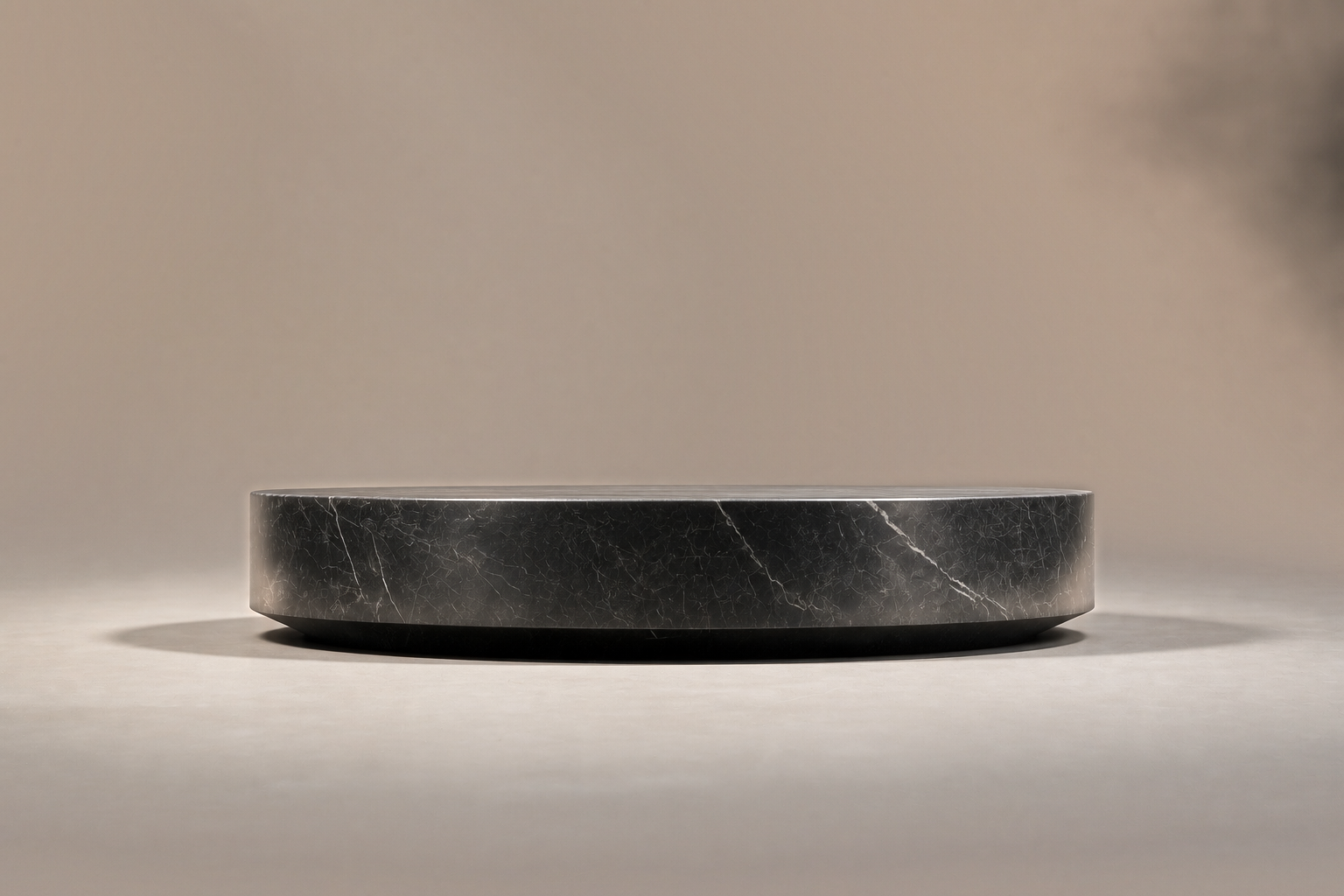 Oval Plinth Base Wide black marble plinth base by 1-OPH, surface detail