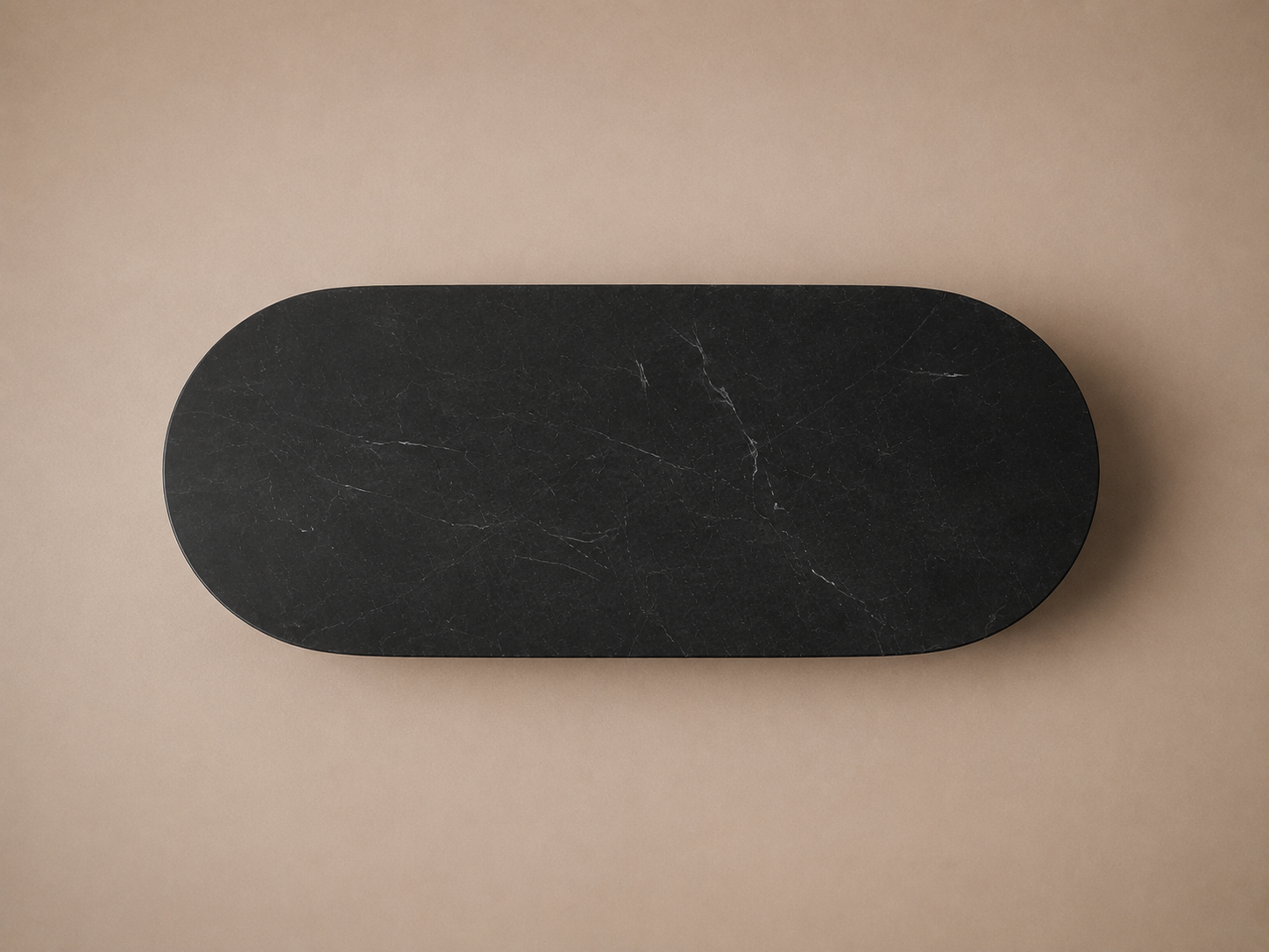 Oval Plinth Base Low black marble plinth base by 1-OPH, overhead view