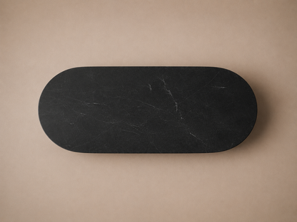 Oval Plinth Base Low black marble plinth base by 1-OPH, overhead view