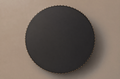 Mirror Stainless Drum Base black marble plinth base by 1-OPH, overhead view