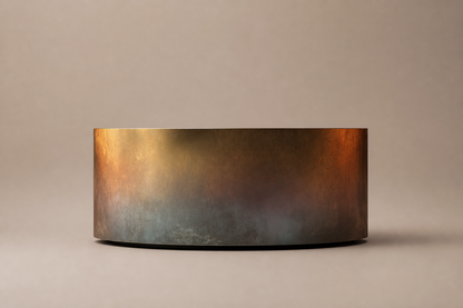 Burnt Stainless Drum Base stainless steel 316 plinth base by 1-OPH, side elevation
