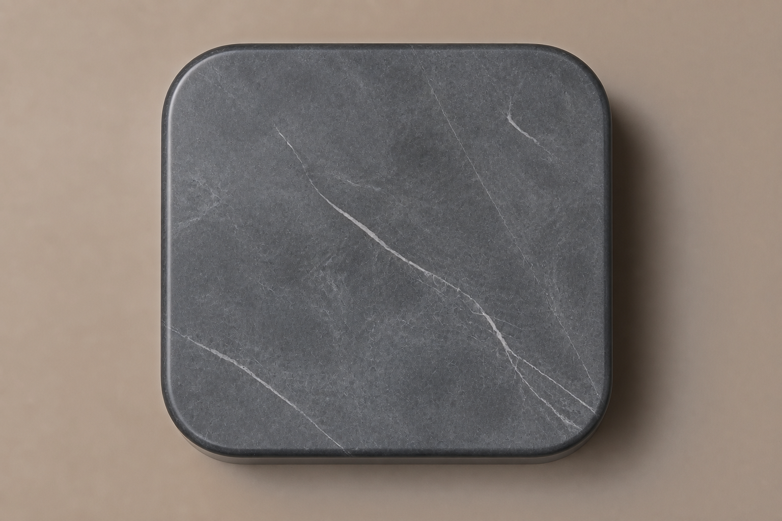 Rounded Cube Base Low black marble plinth base by 1-OPH, overhead view