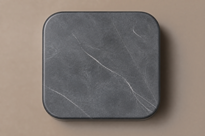 Rounded Cube Base Low black marble plinth base by 1-OPH, overhead view