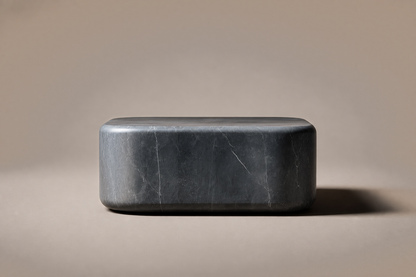 Rounded Cube Base Low black marble plinth base by 1-OPH, surface detail