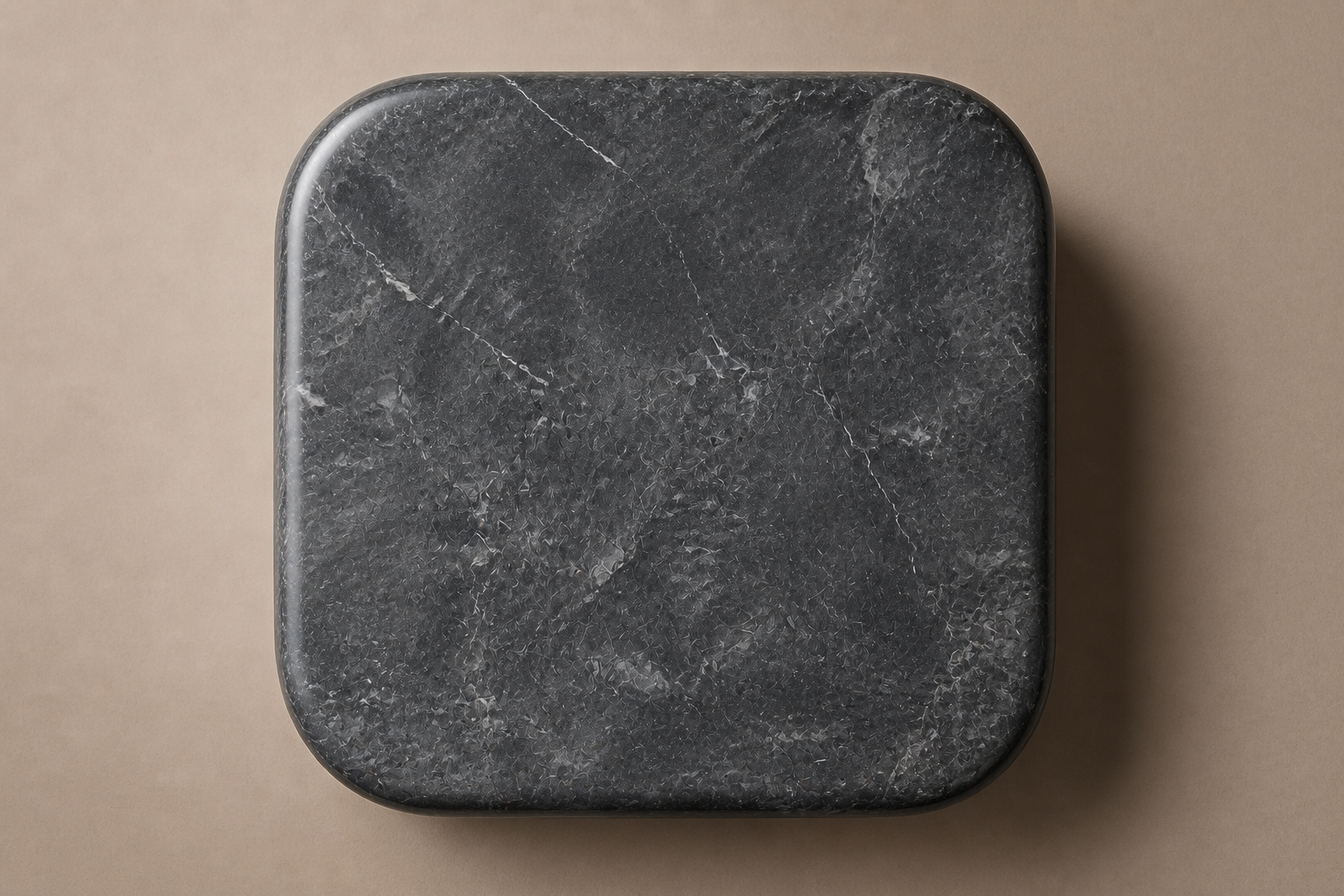 Rounded Cube Base Cube black marble plinth base by 1-OPH, overhead view