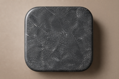 Rounded Cube Base Cube black marble plinth base by 1-OPH, overhead view