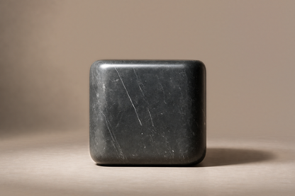 Rounded Cube Base Tall black marble plinth base by 1-OPH, surface detail