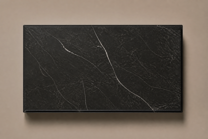 Rounded Miter Base Slim black marble plinth base by 1-OPH, overhead view