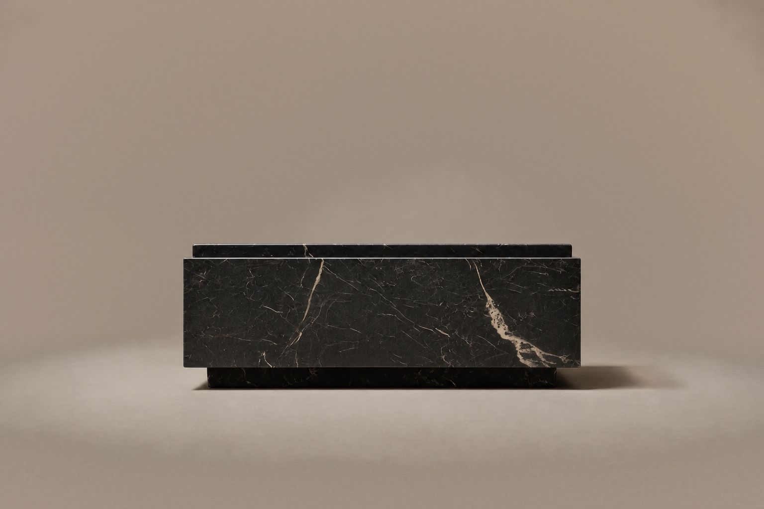 Rounded Miter Base Slim black marble plinth base by 1-OPH, surface detail