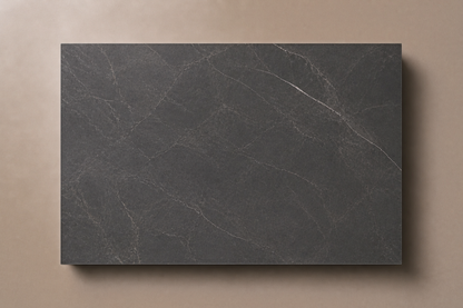 Rounded Miter Base Deep black marble plinth base by 1-OPH, overhead view