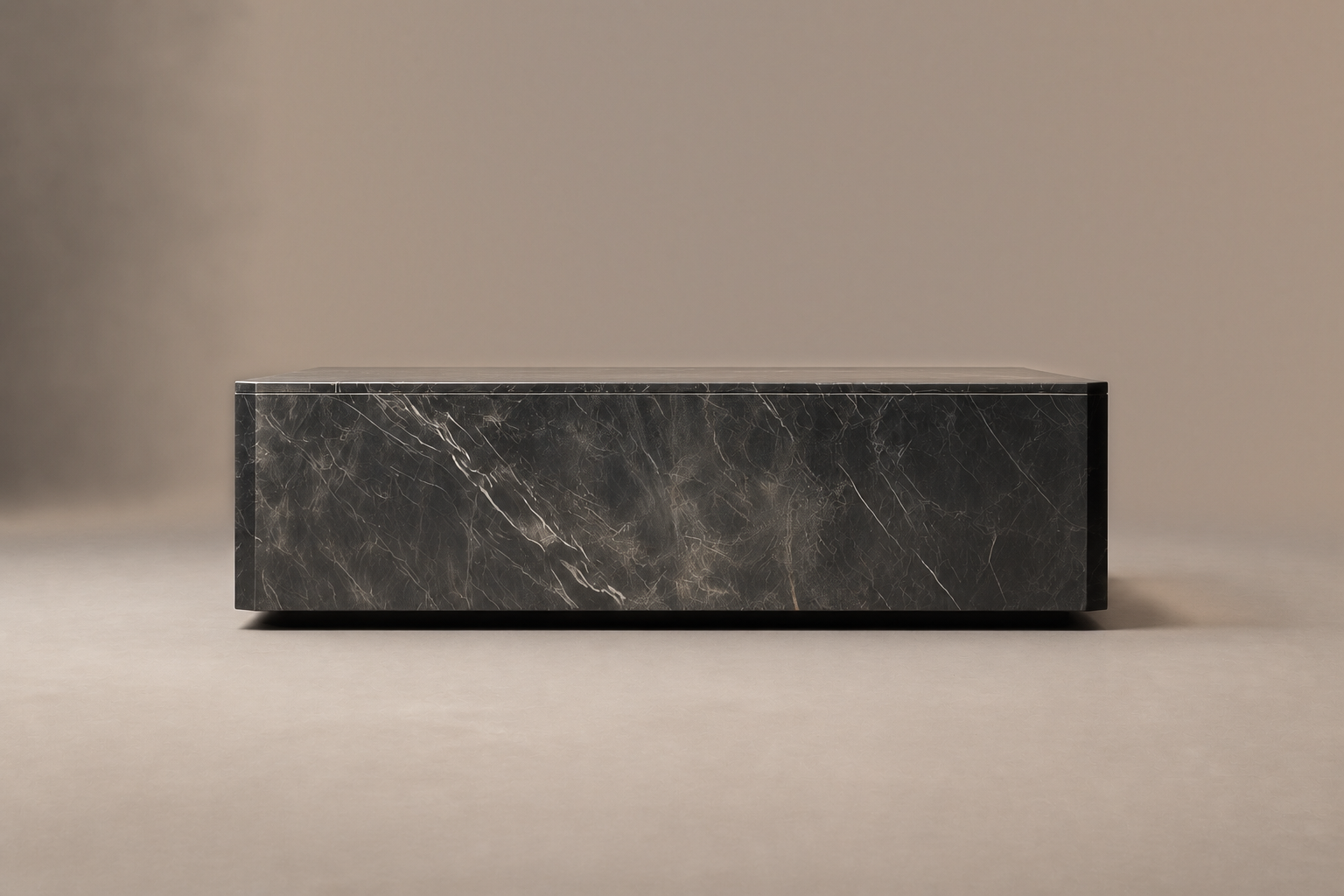Rounded Miter Base Deep black marble plinth base by 1-OPH, surface detail