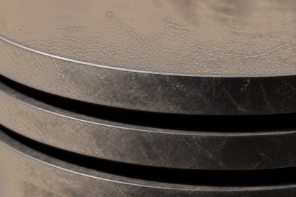 Stacked Disc Base Wide black marble plinth base by 1-OPH, surface detail