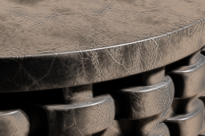 Woven Circular Base black marble plinth base by 1-OPH, surface detail