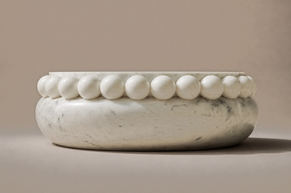Carrara Beaded Pillow Base black marble plinth base by 1-OPH, side elevation