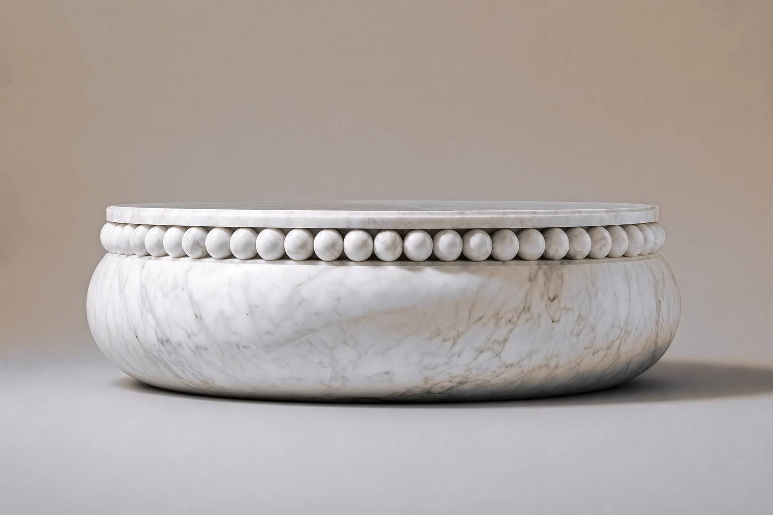 Carrara Beaded Pillow Base Fine black marble plinth base by 1-OPH, side elevation