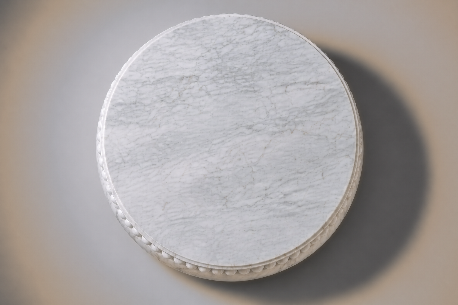 Carrara Beaded Pillow Base Fine black marble plinth base by 1-OPH, overhead view