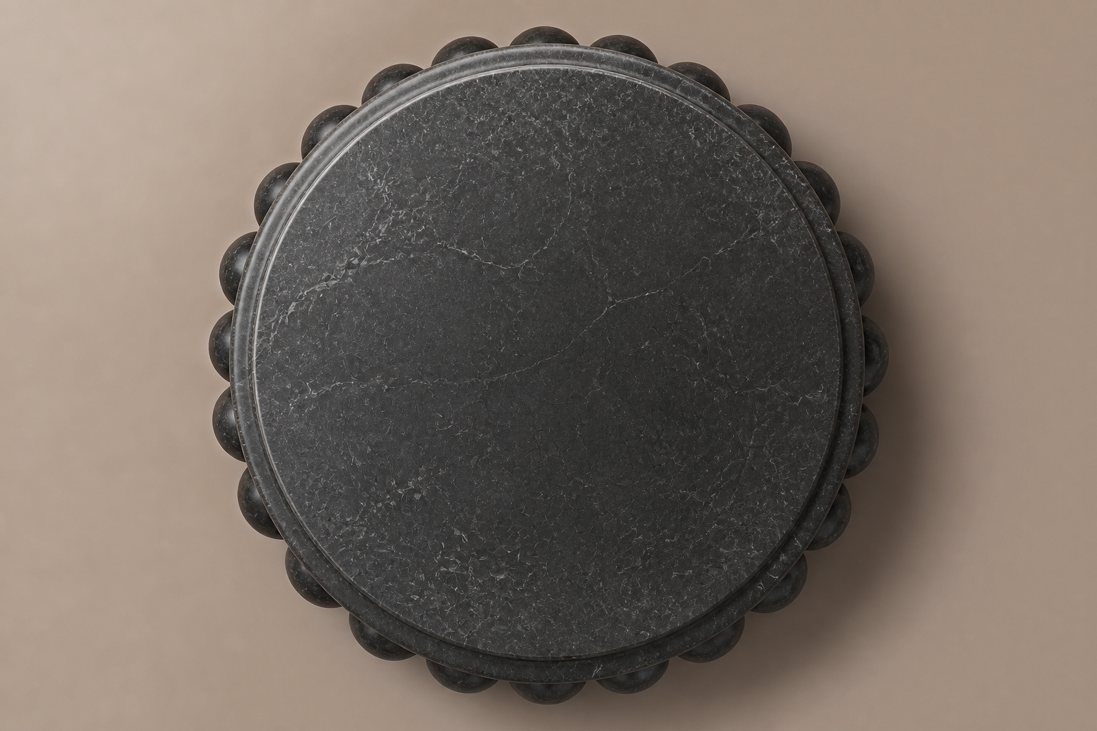 Beaded Pillow Plinth Nero black marble plinth base by 1-OPH, overhead view