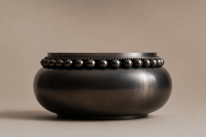 Beaded Pillow Plinth Base black marble plinth base by 1-OPH, side elevation