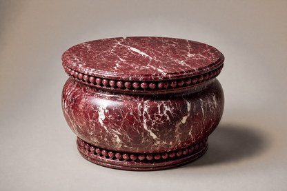 Rosso Levanto Beaded Base rosso levanto marble plinth base by 1-OPH, three-quarter studio view