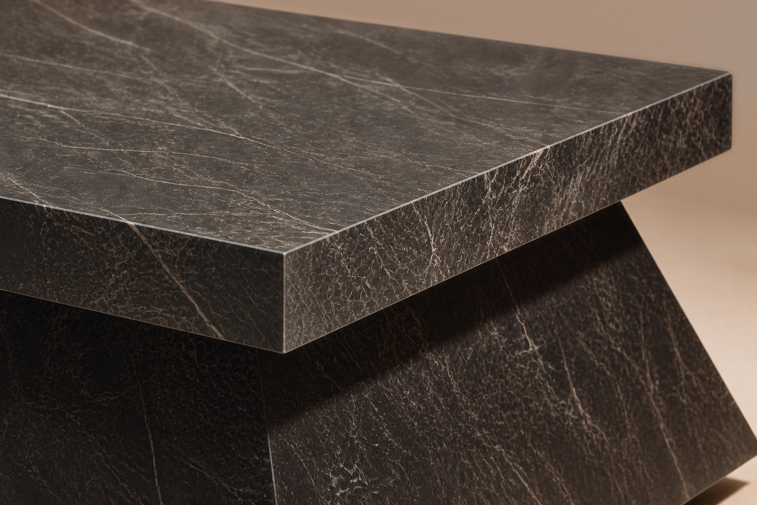 Inverted Taper Base Flared black marble plinth base by 1-OPH, surface detail