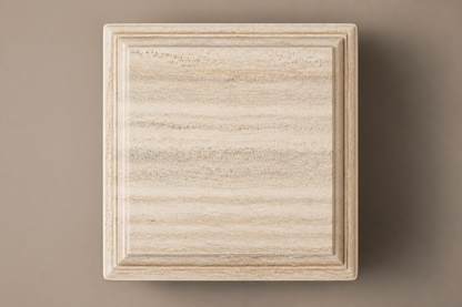 Travertine Pedestal Tall silver travertine plinth base by 1-OPH, overhead view