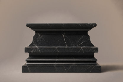 Stepped Plinth Base black marble plinth base by 1-OPH, side elevation