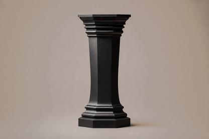 Tapered Pedestal Base Octagonal black granite plinth base by 1-OPH, side elevation