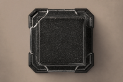 Tapered Pedestal Base Faceted black granite plinth base by 1-OPH, overhead view