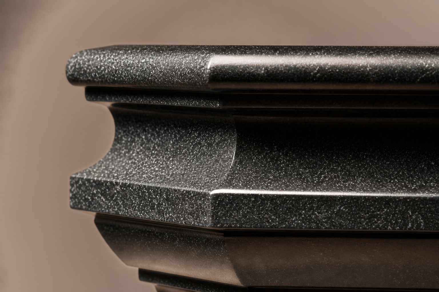 Tapered Pedestal Base Faceted black granite plinth base by 1-OPH, surface detail