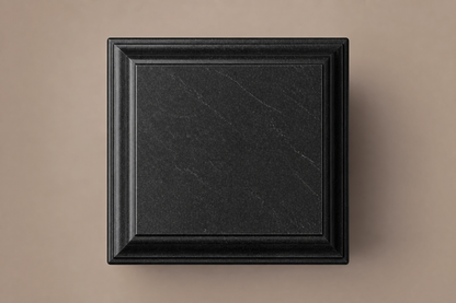 Tapered Pedestal Base Slim black granite plinth base by 1-OPH, overhead view