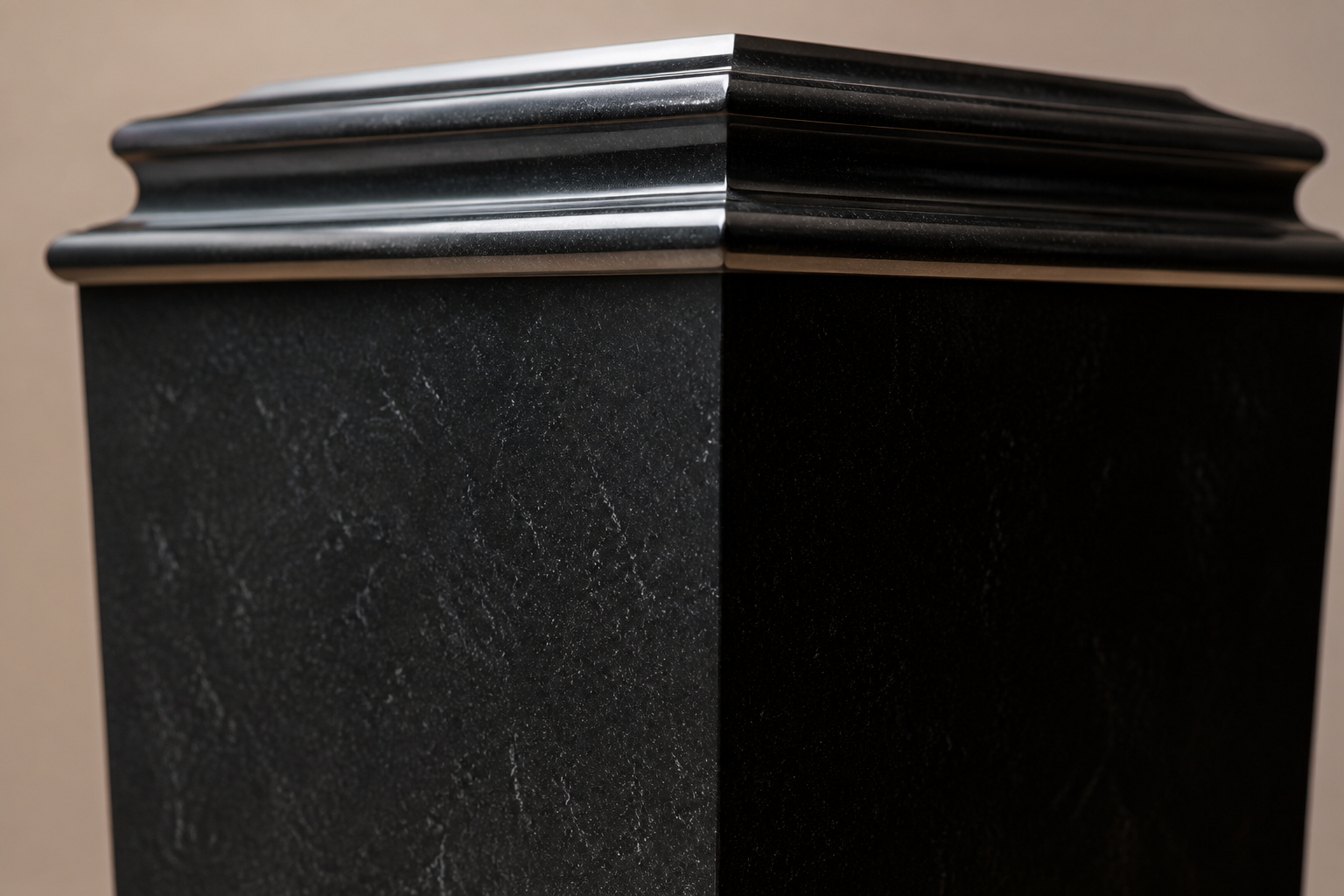 Tapered Pedestal Base Slim black granite plinth base by 1-OPH, surface detail
