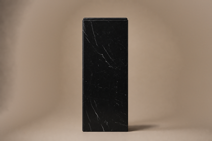 Beveled Monolith Base Column black marble plinth base by 1-OPH, side elevation