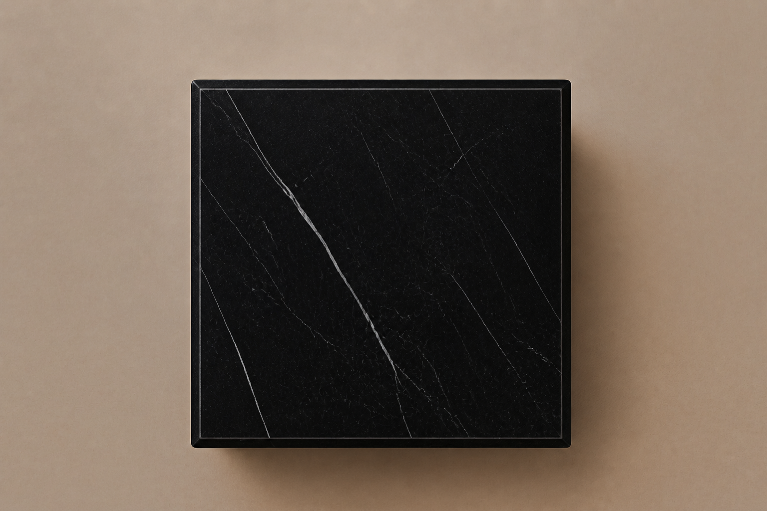 Beveled Monolith Base Column black marble plinth base by 1-OPH, overhead view