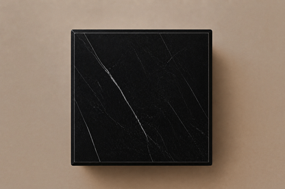 Beveled Monolith Base Column black marble plinth base by 1-OPH, overhead view