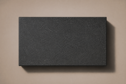 Chamfered Block Base Wide black marble plinth base by 1-OPH, overhead view