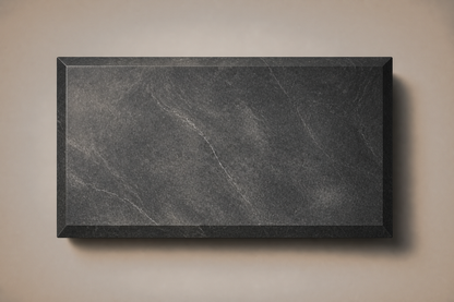 Chamfered Block Base Long black marble plinth base by 1-OPH, overhead view